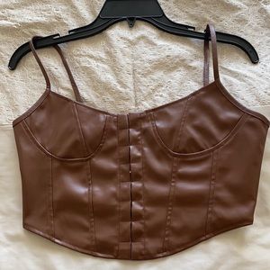 Brown Leather Corset Top
